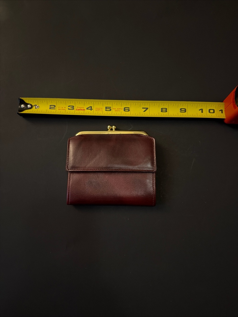 Buxton Burgundy Leather Coin Wallet with Gold Kiss-Lock